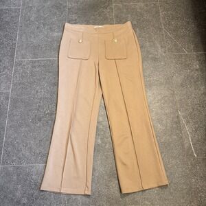 89th+Madison Women's Pull-on Elastic Waistband Stretch Mid Rise Tan Pants Size L